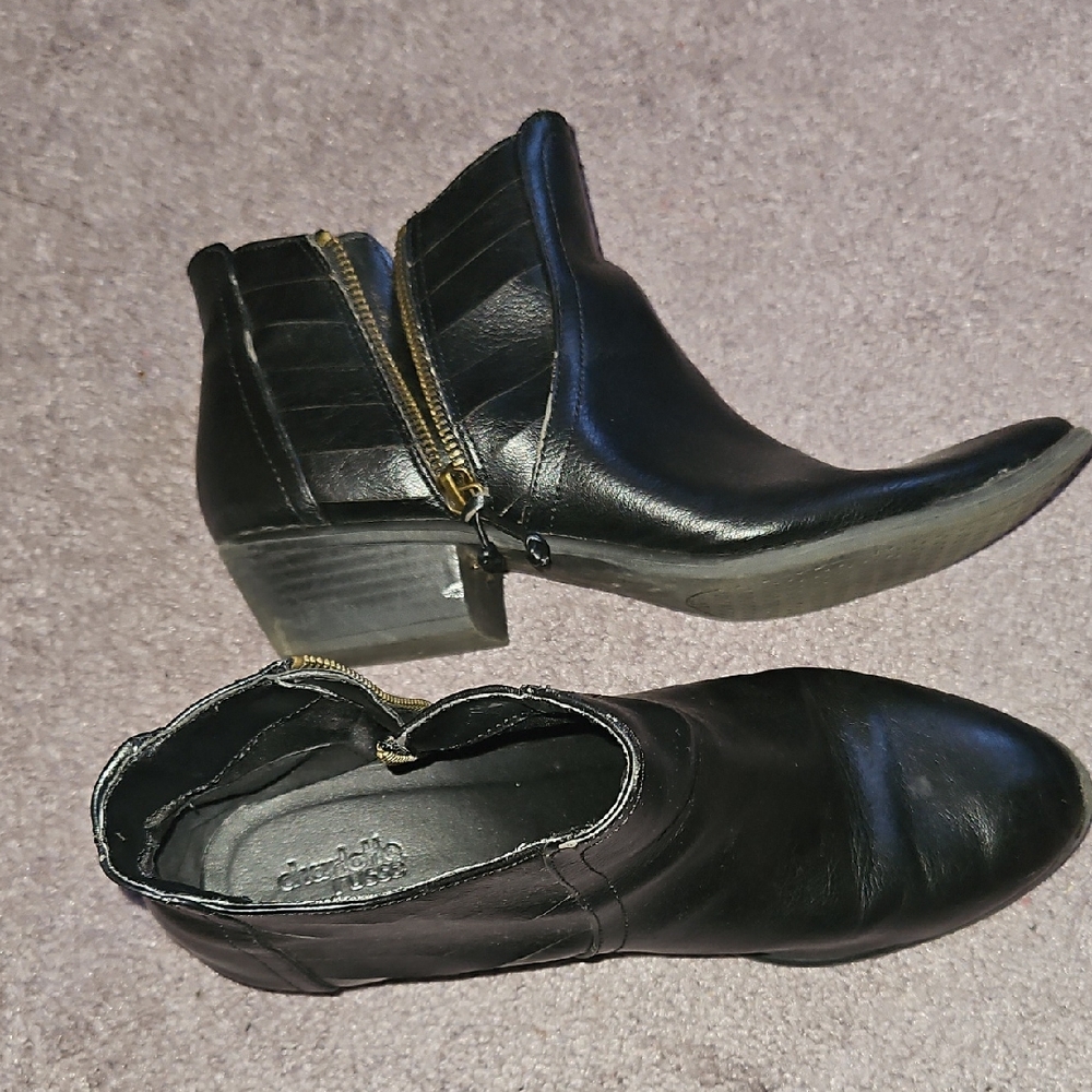 Aldo Black Ankle Boots with Gold Accent